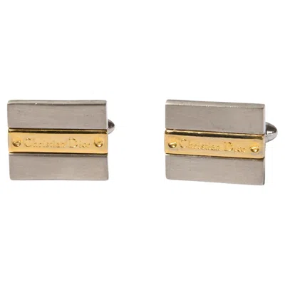 Pre-owned Dior Christian  Silver Tone Logo Cufflinks In Multi