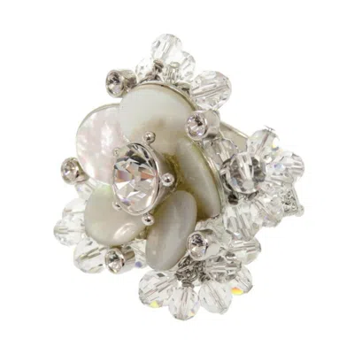 Pre-owned Dior Christian  Silver White Metal Band Ring ()