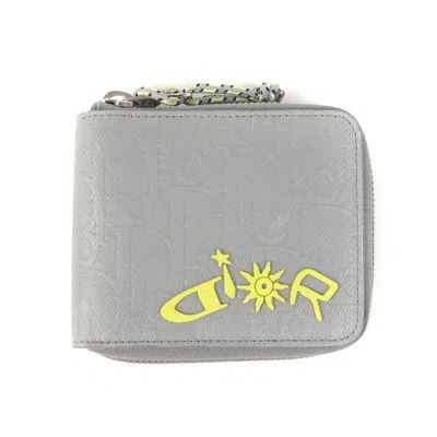 Pre-owned Dior Christian  Silver Yellow Nylon Leather Wallet (bi-fold) () In Silver, Yellow