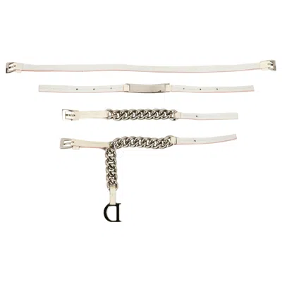 Pre-owned Dior Christian  Silver-plated Metal Adjustable Belt In Sand