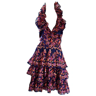 Pre-owned Dior Christian  Size 8 / 10 John Galliano Runway Resort 2009 Ruffle Halter Dress In Black
