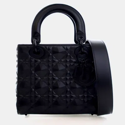 Pre-owned Dior Christian  Small Black Calfskin Cannage Lady