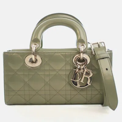 Pre-owned Dior Christian  Small Glossy Calfskin Lady D-joy In Green