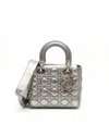 Dior Christian  Small Metallic Lady  Bag In Silver