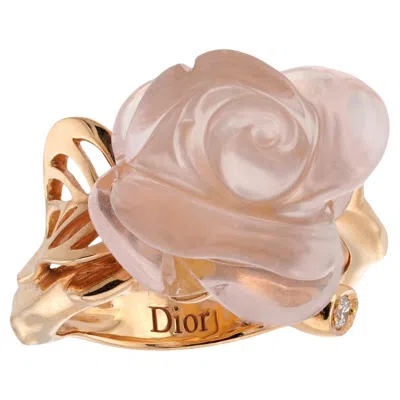 Pre-owned Dior Christian  Small Rose Pre-catelan Light Pink Quartz Diamond Ring In Red