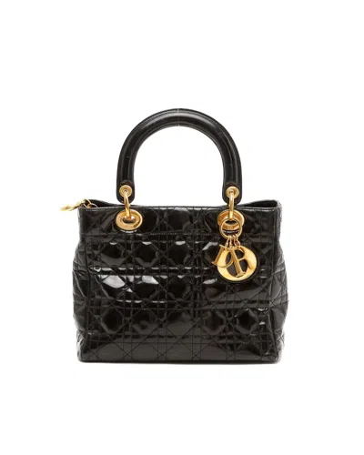 Dior Christian  Soft Medium Patent Lady Bag In Black