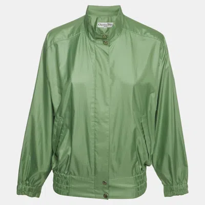 Pre-owned Dior Christian  Sports Vintage Green Logo Print Nylon Windbreaker Jacket M