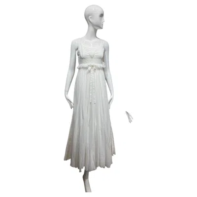 Pre-owned Dior Christian  Spring 2023 Runway White Cotton Pleated Maxi Dress Us 4