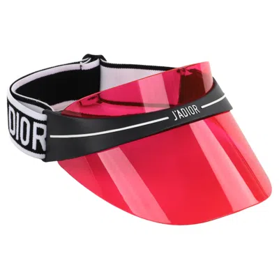 Pre-owned Dior Christian  S/s 2018 "j'a" Magenta Red Logo Sun Visor Cap Hat
