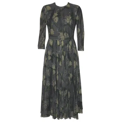 Pre-owned Dior Christian  Ss 2019 Lily Of The Valley Print Tulle Dress In Black