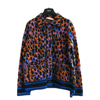 Pre-owned Dior Christian  Ss22 Women's Leopard Neon Logo Wool Jacket, Size Fr40 In Black