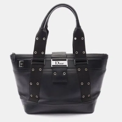 Pre-owned Dior Christian  Street Chic Medium Black Calfskin Leather Tote Bag