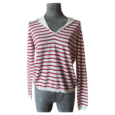 Pre-owned Dior Christian  Striped Silk & Cotton Hooded Sweater – Red And White – Size Fr 38