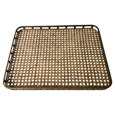 Pre-owned Dior Christian  Style Lucite And Vienna Straw Italian Tray In Brown
