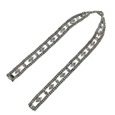 Pre-owned Dior Christian  Swarovski Crystal Belt In Gray