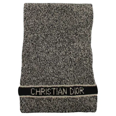 Pre-owned Dior Christian  Tan & Black Cashmere Wool Blend Scarf