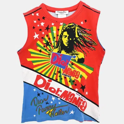 Pre-owned Dior Christian  Tank Top  Mania Red Blue F 40 In Multi