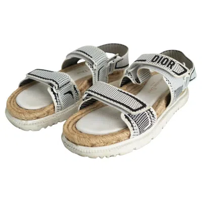 Pre-owned Dior Christian  Technical Knit Jute Act White Sandals 38