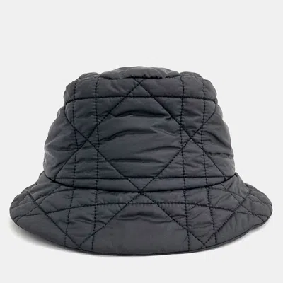 Pre-owned Dior Christian  Teddy-d Cannage Bucket Hat In Black