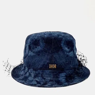 Pre-owned Dior Christian  Tie-dye Veil Bucket Hat In Blue