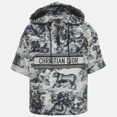 Pre-owned Dior Christian  Toile De Jouy Print Synthetic Oversized Short Sleeve Hoodie Xs In Multicolor