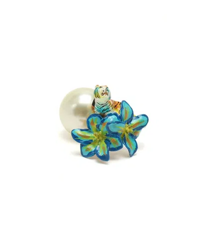 Pre-owned Dior Christian  Toile De Jouy Voyage Earring In Multicolour