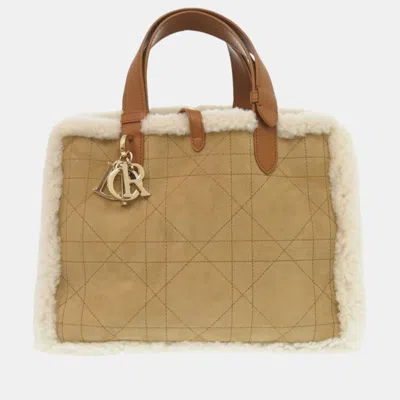 Pre-owned Dior Christian  Toujours Macrocannage Mouton/leather Brown Handbag