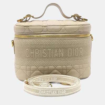Pre-owned Dior Christian  Travel Vanity Small & Micro Strap In Beige