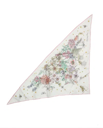 Pre-owned Dior Christian  Triangle Floral Silk Scarf In Multicolour
