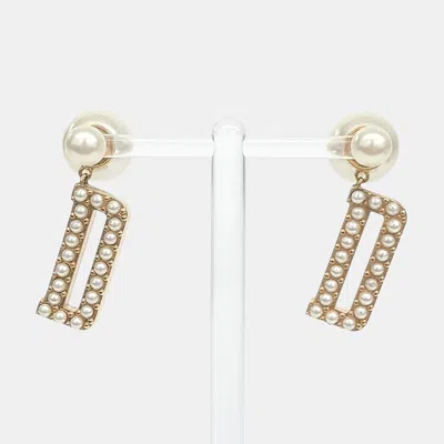 Pre-owned Dior Christian  Tribal Gold Pearl Earrings