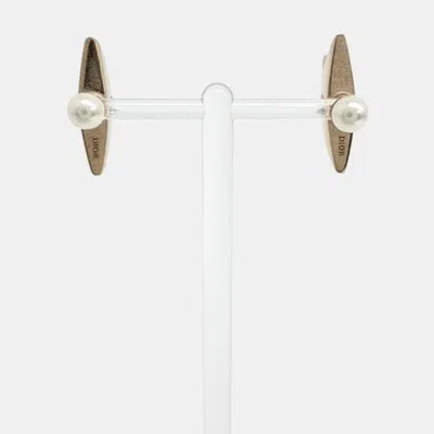 Pre-owned Dior Christian  Tribal Gold Pearl Star Earrings