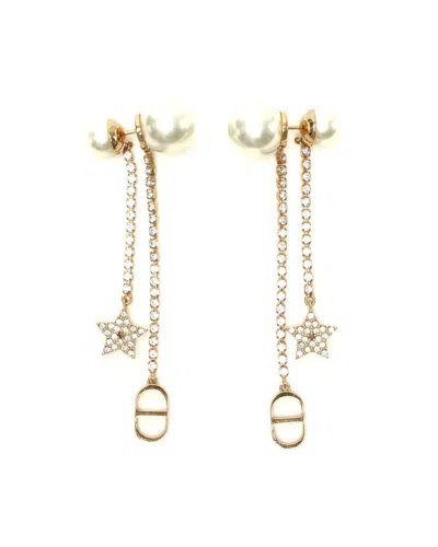 Dior Christian  Tribales Rhinestone Earrings In Gold