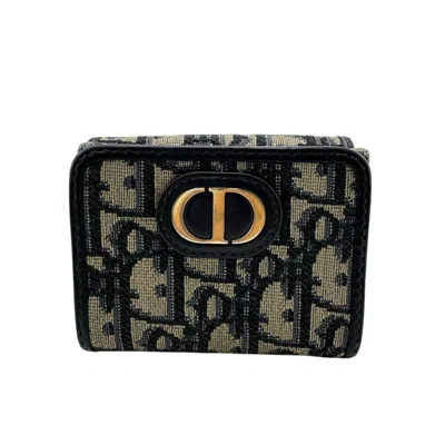 Pre-owned Dior Christian  Trotter Beige Navy Trotter Wallet (tri-fold) () In Multi
