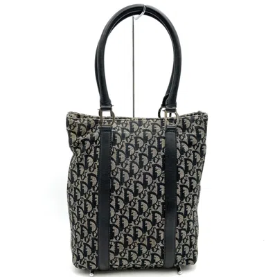 Pre-owned Dior Christian  Trotter Black Canvas Leather Handbag Tote Bag ()