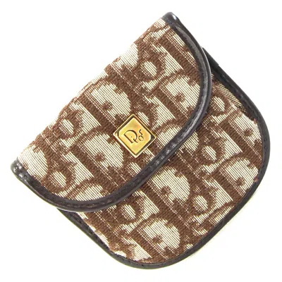 Pre-owned Dior Christian  Trotter Brown Canvas Leather Coin Purse/coin Case ()
