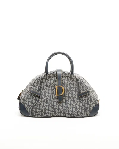 Dior Christian  Trotter Double Saddle Bowler Bag In Blue