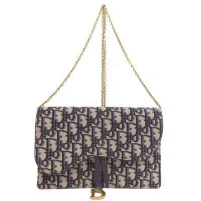 Pre-owned Dior Christian  Trotter Navy Canvas Chain/shoulder Wallet () In Blue