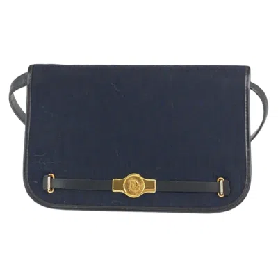 Pre-owned Dior Christian  Trotter Navy Canvas Leather Shoulder Bag ()