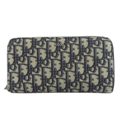 Pre-owned Dior Christian  Trotter Navy Trotter Long Wallet (bi-fold) () In Blue