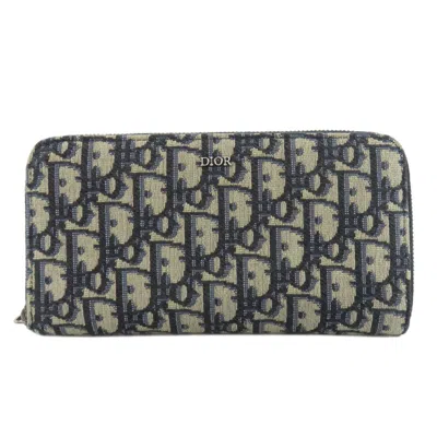 Pre-owned Dior Christian  Trotter Navy Trotter Long Wallet (bi-fold) () In Blue