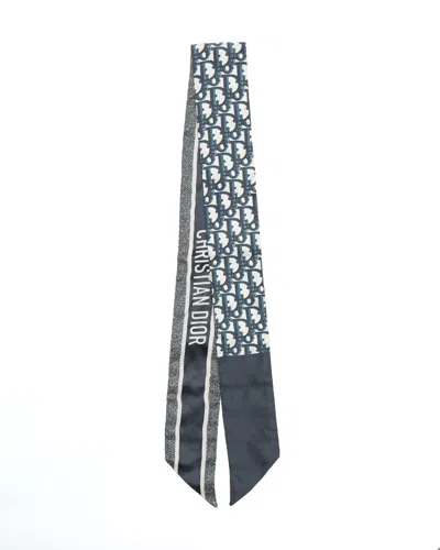 Dior Christian  Trotter Silk Twilly In Blue