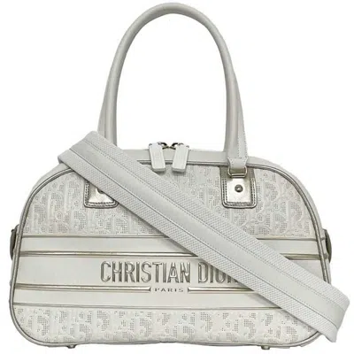 Pre-owned Dior Christian  Trotter White Leather Rubber Boston Bag Handbag ()