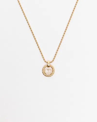 Dior Christian  Twist Ring Logo Necklace