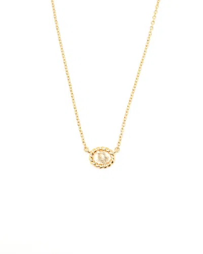 Dior Christian  Twist Ring Logo Necklace In Gold