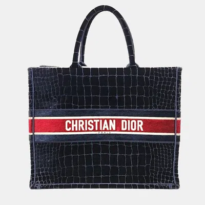 Pre-owned Dior Christian  Velvet Book Tote Bag 42 In Blue