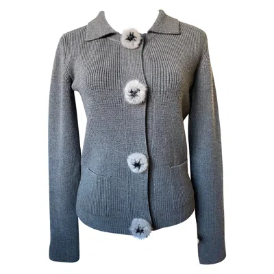 Pre-owned Dior Christian  Vest Mink Fur Buttons In Gray