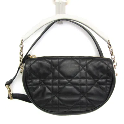 Pre-owned Dior Christian  Vibe Hobo Cannage Quilt Lambskin Black Leather Shoulder Bag Bag ()