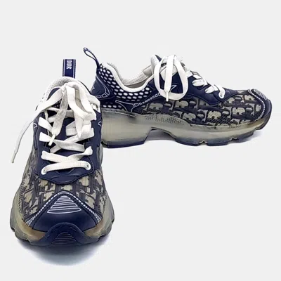 Pre-owned Dior Christian  Vibe Navy Blue Calf Leather Mesh Lace Up Sneakers Eu 36.5