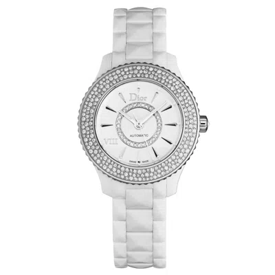 Pre-owned Dior Christian  Viii Automatic Diamond White Ceramic Ladies Watch Cd1235e5c001
