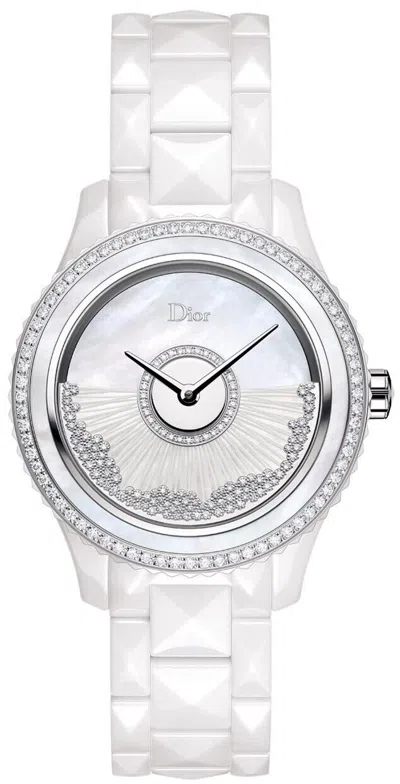 Pre-owned Dior Christian  Viii Ladies Grand Bal Diamond Mother Of Pearl Automatic Watch In White